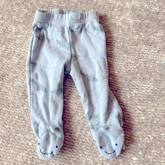 Carter’s Shark Print Pajama Set, Outfit, Blue and Gray, Newborn - Picture 5 of 6